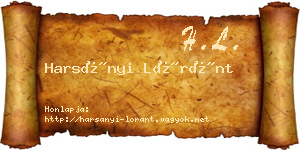 Harsányi Lóránt névjegykártya
